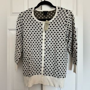 Ann Taylor white and polka dot cardigan NWT